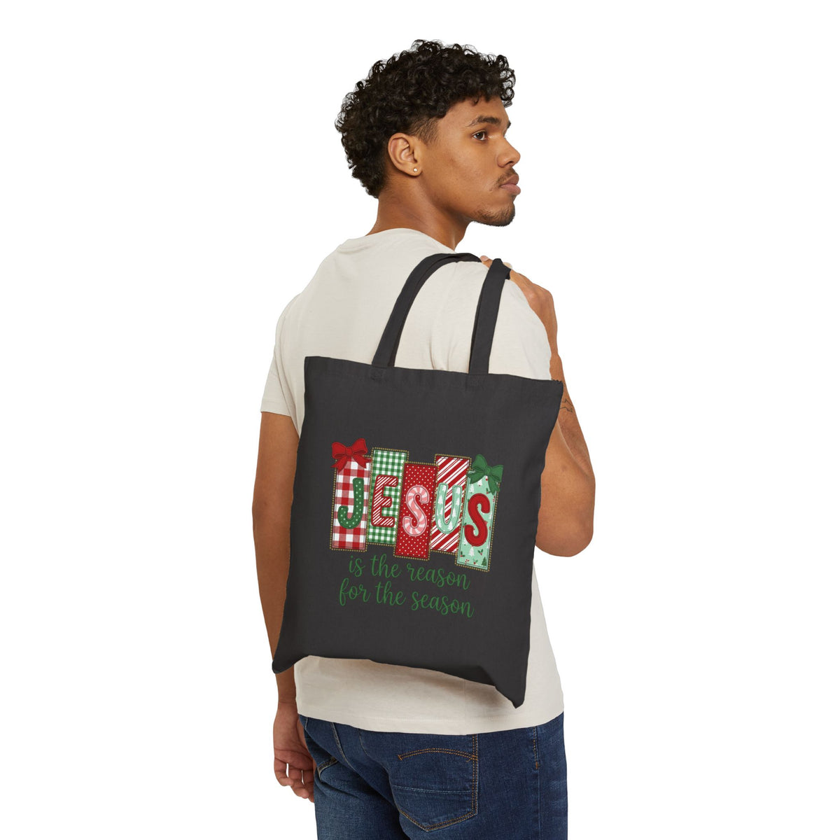Christmas Jesus Tote Bag — "Jesus Is the Reason for the Season" Canvas Shopper