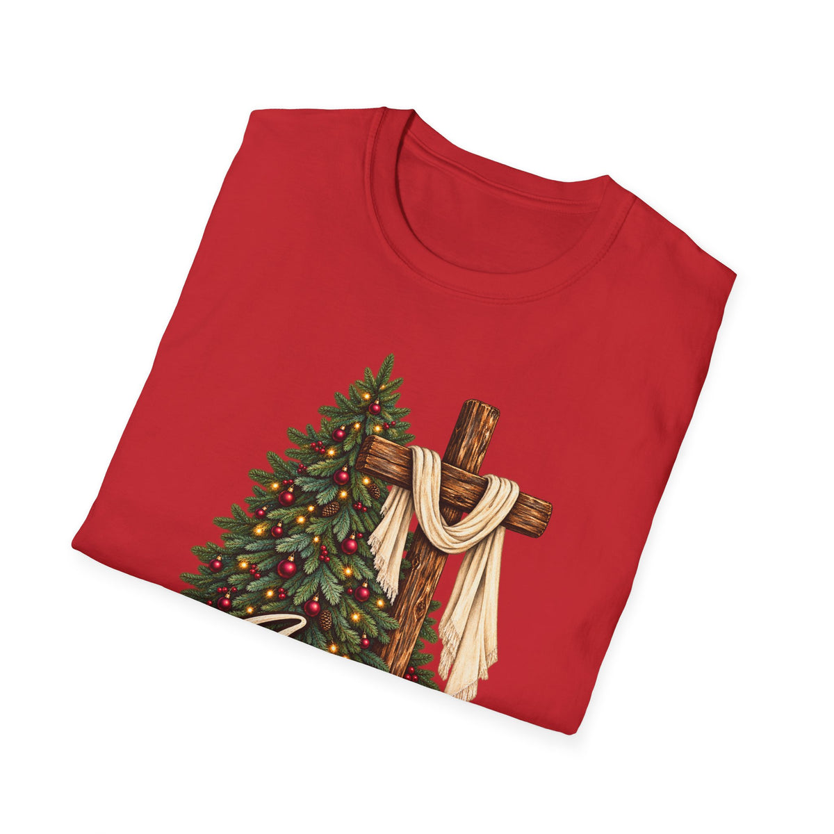 Christian Christmas T-Shirt - "Jesus Is The Reason For The Season" Cross & Tree Tee