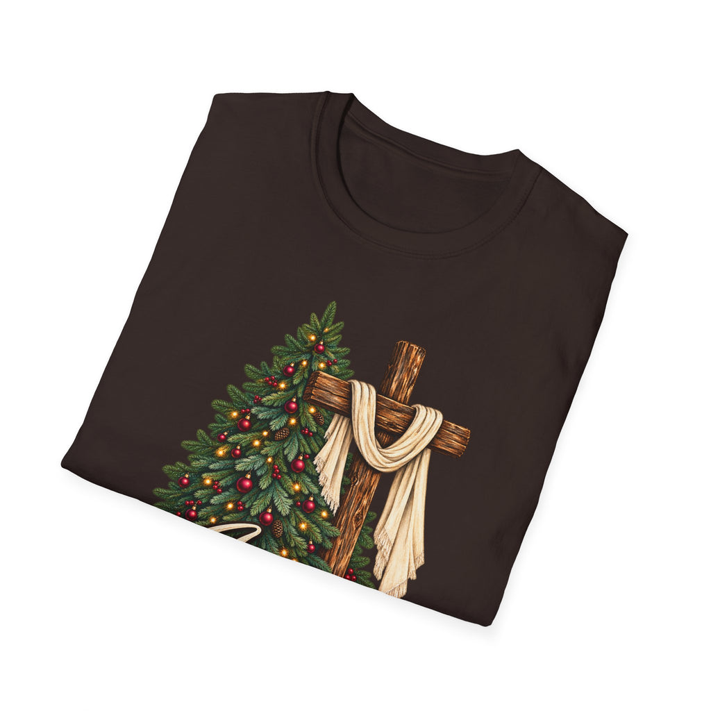 Christian Christmas T-Shirt - "Jesus Is The Reason For The Season" Cross & Tree Tee