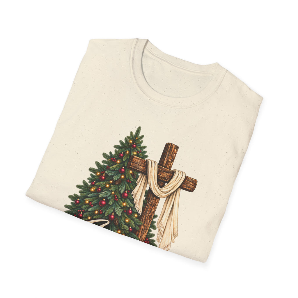 Christian Christmas T-Shirt - "Jesus Is The Reason For The Season" Cross & Tree Tee