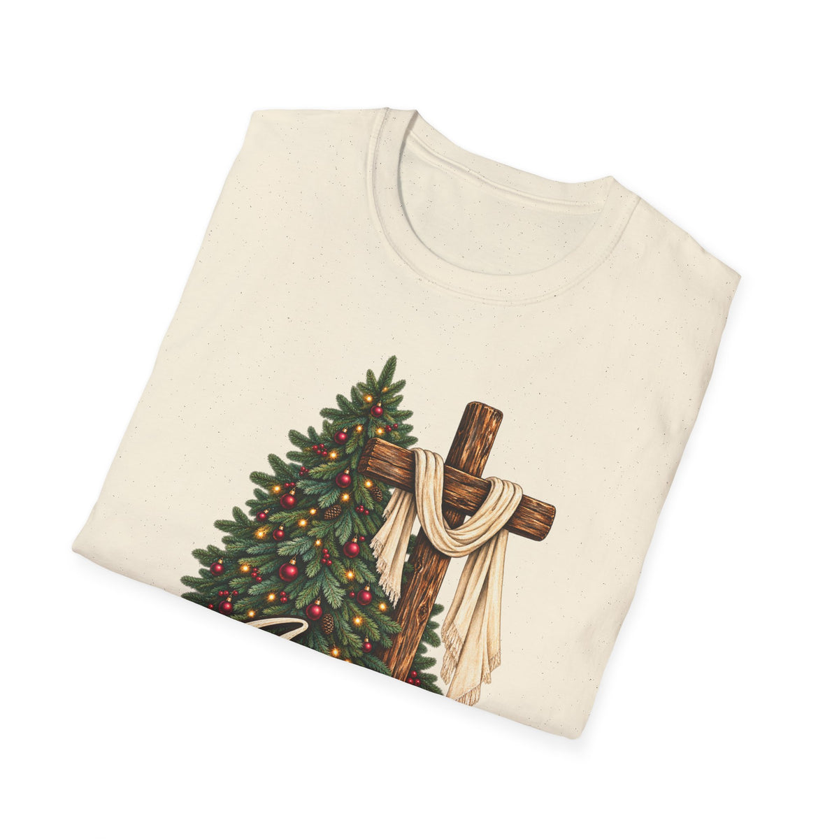 Christian Christmas T-Shirt - "Jesus Is The Reason For The Season" Cross & Tree Tee