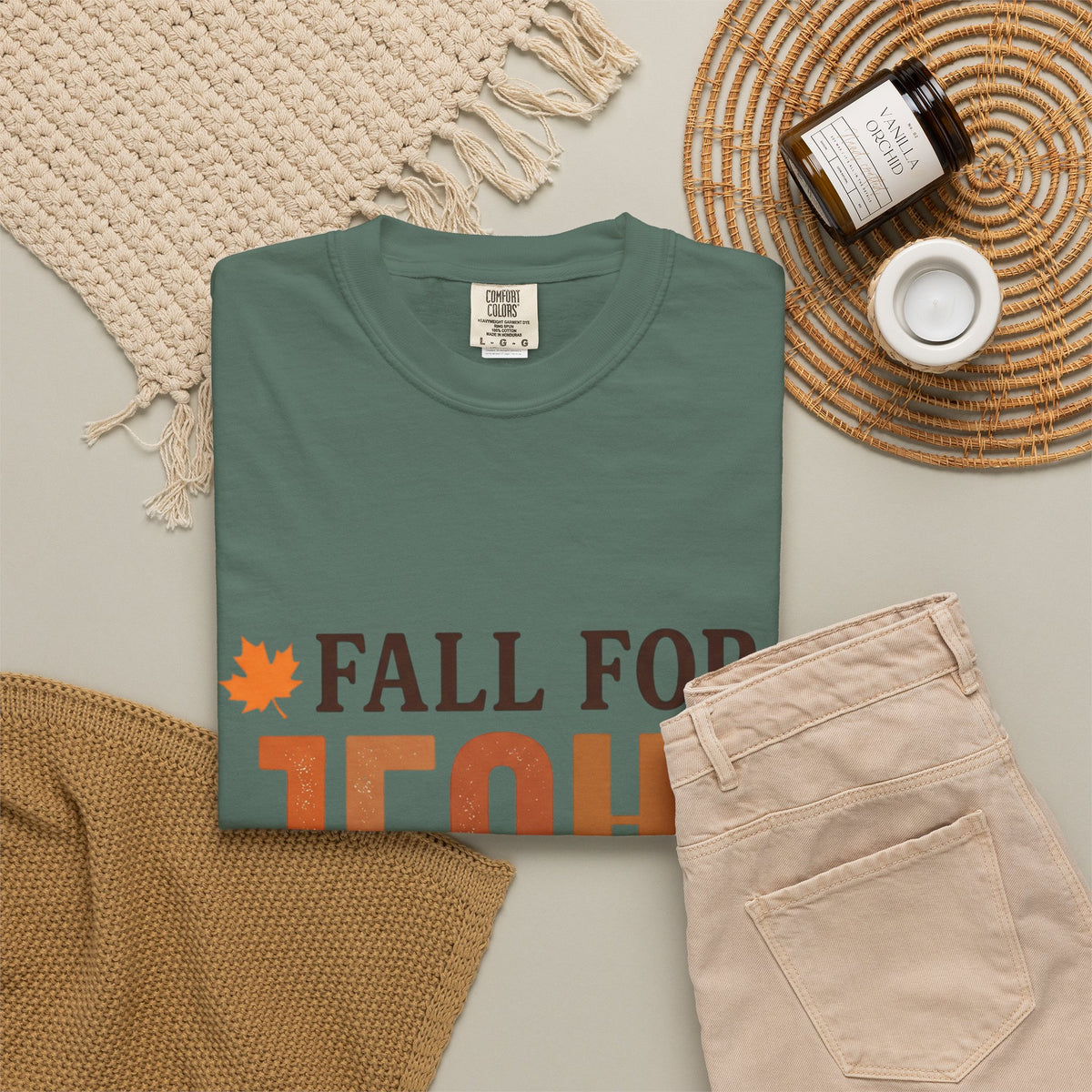 Fall for Jesus He Never Leaves Christian T-Shirt