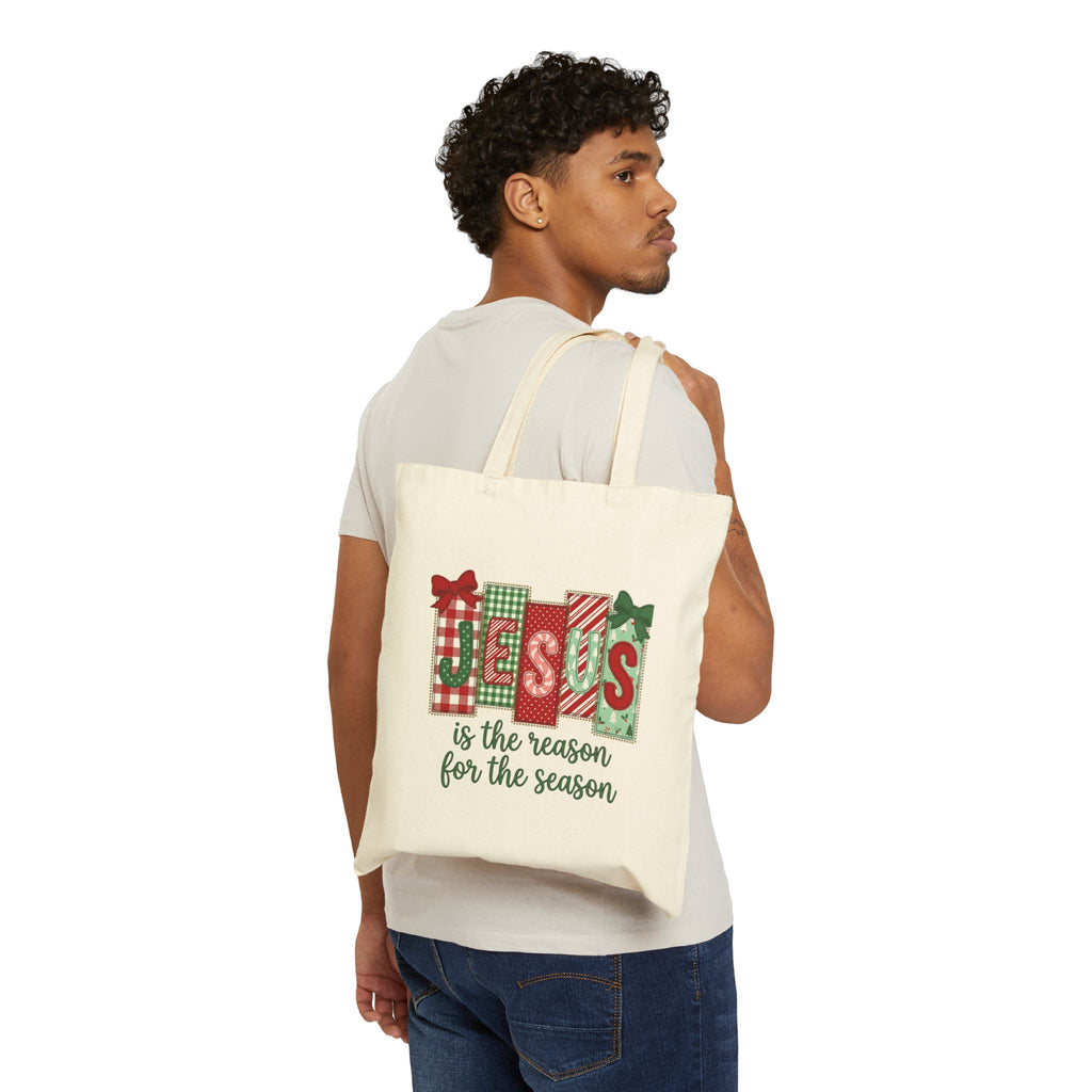 Christmas Jesus Tote Bag — "Jesus Is the Reason for the Season" Canvas Shopper